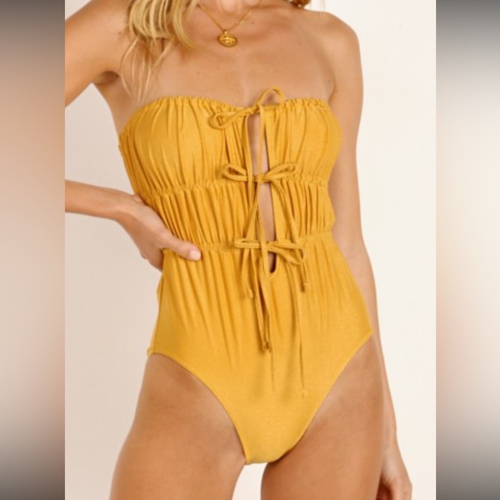 NWT SOLID & STRIPED Gold One Piece Swimsuit